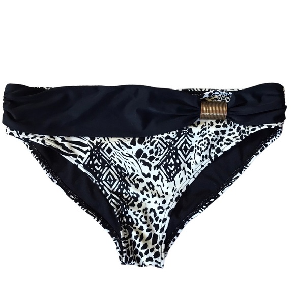 Attention Swimwear Tankini Medium Top Small Bottom Black And White Animal Print - Picture 9 of 12